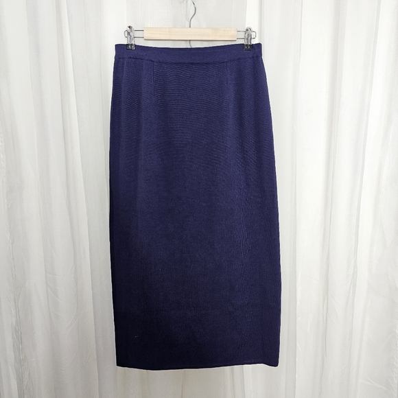 Peruvian Connection Blue Knit Pencil Skirt Pima Cotton Size Medium - Picture 4 of 9